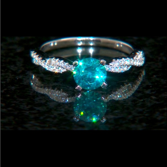 JTV -Bella Luce Neon Blue with White cz Ring CZ 925 sz 9 - Picture 1 of 7